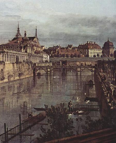 Bernardo Bellotto Ansicht von Dresden, Der alte Wassergraben des Zwingers, von der Orangerie Richtung Stadt aus gesehen
